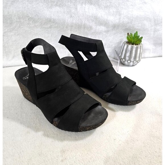 Dansko Sera Milled Nubuck Black Open Toe Ankle Strap Sandals Size 8.5 - Picture 5 of 14